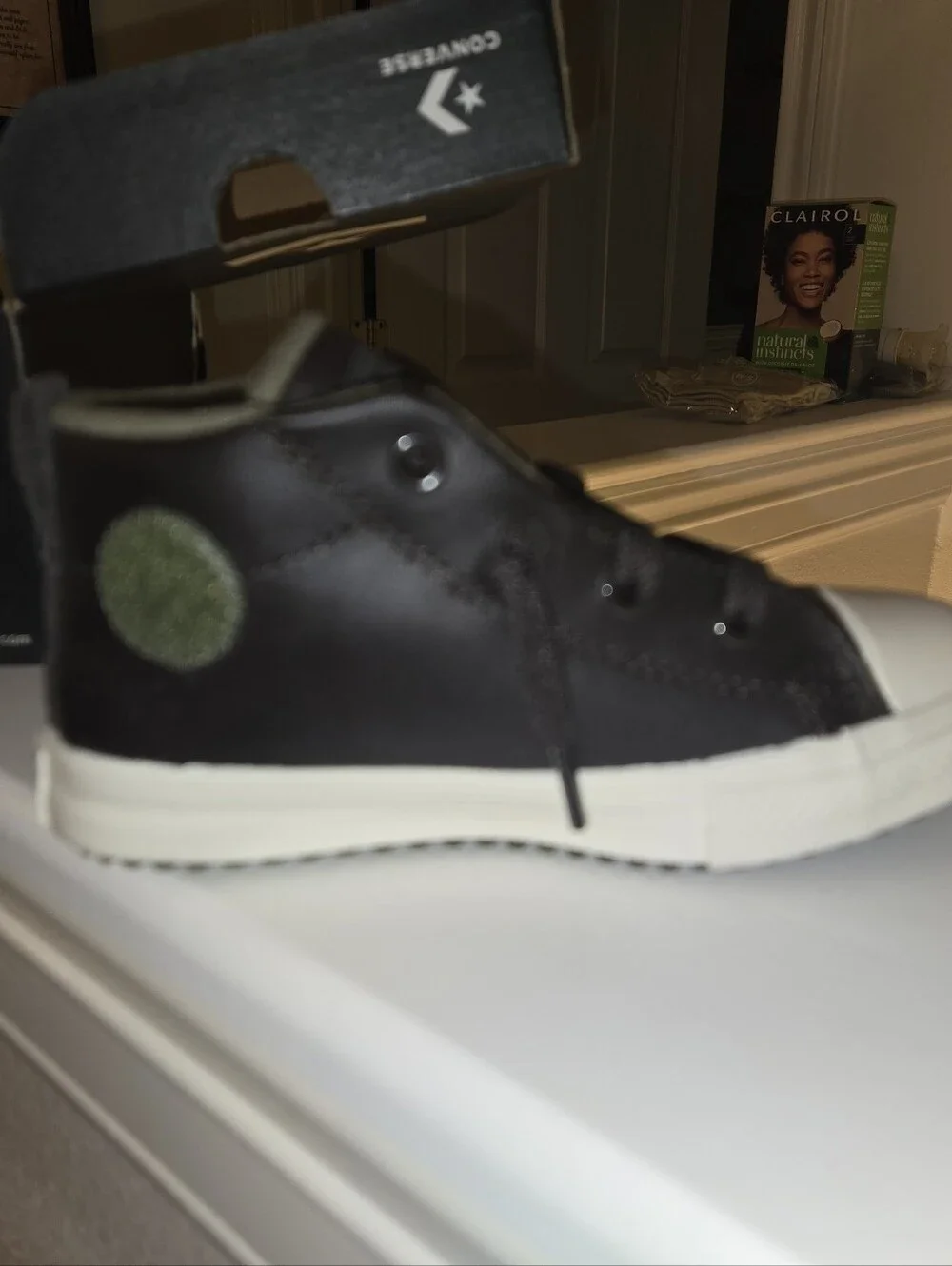 NEW - Leather Converse Toddler Black High-Top Sneaker. Size 9c